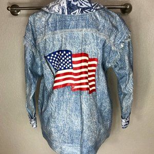 Very Funky 80s‎ Stonewashed Denim Looking Lightweight Jacket - Size Women's XL